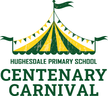 Hughesdale Primary School Centenary Carnival Logo by Grenade Studio